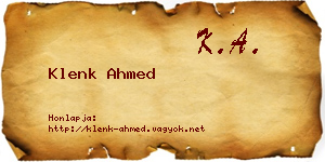Klenk Ahmed névjegykártya